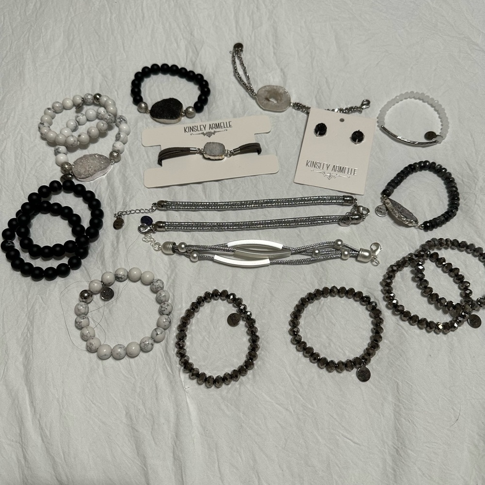 Brand New Stackable bracelets! With a set of stud earrings!